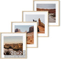 HAUS AND HUES Solid Oak Wood 20”x20” Picture Frames Matted to 16”x16” Set of 4 - Square Frames 20x20, Natural Picture Frames 20x20, Square Frame Wood, 20x20 Frames for Wall Art (Beige Oak Frames)-Ruum Studio Home