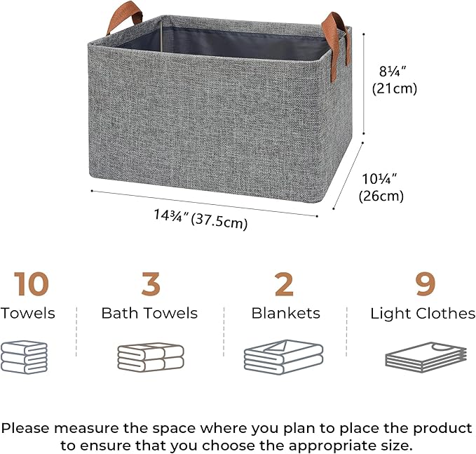GRANNY SAYS Storage Baskets for Shelves, Closet Organizer Bins, Clothes Storage Bins with Metal Frame, Large Baskets for Organizing and Storage, Collapsible, Gray, 2-Pack-Ruum Studio Home
