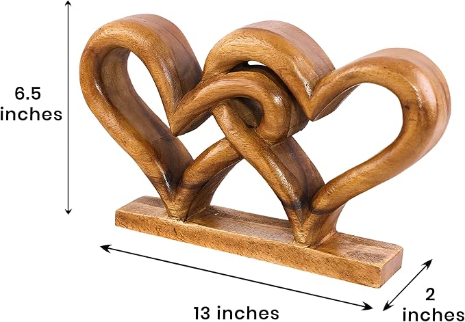 Decozen Gifts for Mom - Wooden Heart Sculpture - Mother's Day Birthday Gifts, Home, Office, Living Room, Shelf, Fireplace, Farmhouse, Tabletop, Boho and Mantle Decor - Mothers Day Decorations-Ruum Studio Home