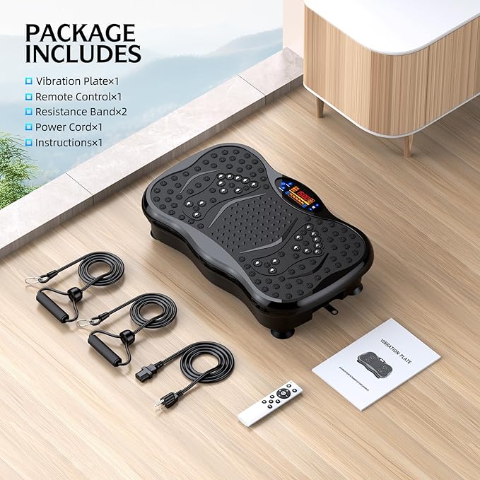 Vibration Plate Exercise Machine, Lymphatic Drainage Machine for Weight Loss, Lymphatic Drainage & Muscle Recovery, Multiple Speeds with Bluetooth & Remote, Max User Weight 330lbs-Ruum Studio Home