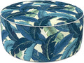 LVTXIII Indoor/Outdoor Inflatable Ottoman, D31 x H14 Inch Large Round Ottoman, All Weather Foot Rest Stool, Portable Footrest for Patio, Garden, Camping and Home - Swaying Palms Blue-Ruum Studio Home