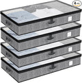 Fixwal 4 Pack Underbed Storage Containers, Below 4.5 Inches Low Profile Under Bed Organizer Clothes Storage Bins with Sturdy Sidewalls and Bottom-Ruum Studio Home