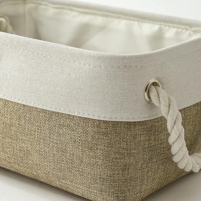 Small Storage Baskets for shelves,Fabric Storage Baskets for closet,rectangular Collapsible baskets for organizing clothes,books,gifts-Ruum Studio Home