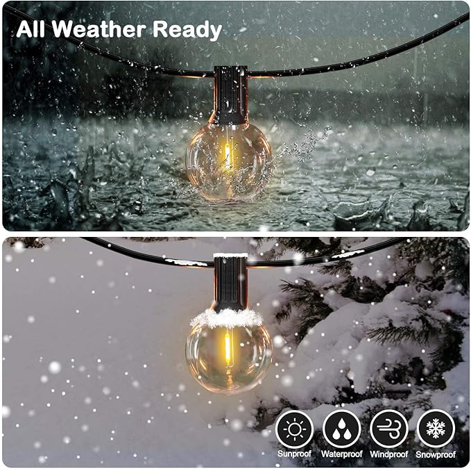 150FT LED Globe Outdoor String Lights, Dimmable Patio With 75+2 G40 Shatterproof Bulbs, Waterproof Outside Hanging, 2200K Commercial Backyard for Porch Bistro Party Balcony Garden-Ruum Studio Home