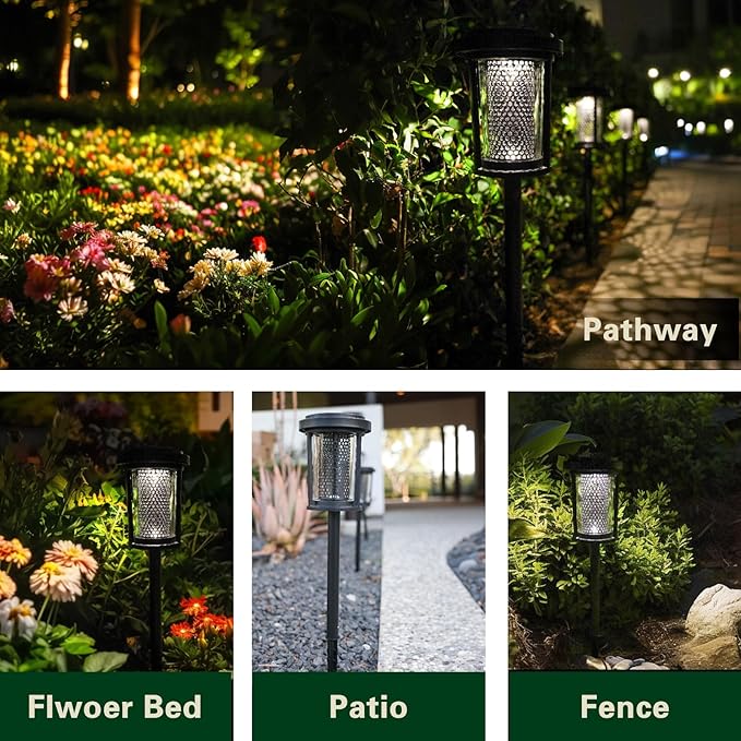 EcoGreen Outdoor Pathway Solar Light, 4pcs Pack,Garden Patio Balcony Walk Way Lights, Aluminum Leg, 5000K Daylight, IP65 Waterproof, 2.44*13.4in-Ruum Studio Home
