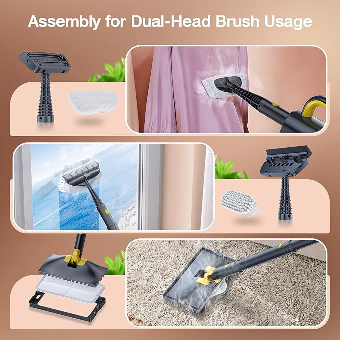 ScrubWiz Steam Mop Cleaner with Detachable Handheld Steamer, 10-in-1 Multi Accessories, Washable Microfiber Pads, 350ml and 2 Adjustable Levels for Cleaning Floor, Carpet, Tiles, and Grout, Gray-Ruum Studio Home