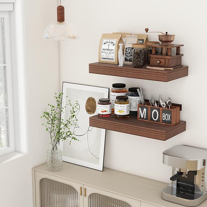 Floating Shelves for Wall - 24 Inch Wide x 12 Inch Deep Floating Shelves Set of 2-24W x 12D Wide Wall Shelf for Living Room Laundry Room Bedroom Kitchen Home Office-Ruum Studio Home