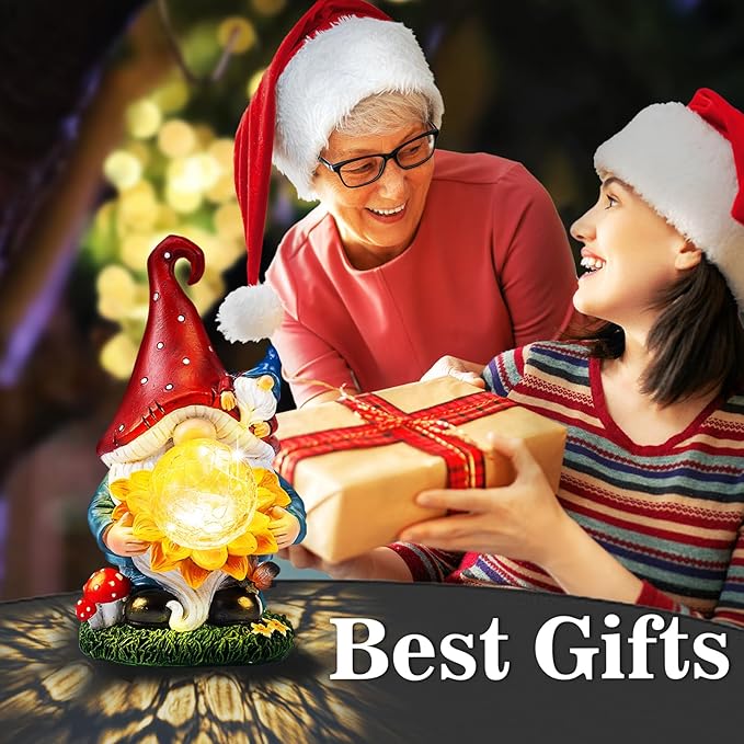 Solar Gnomes Garden Decor Outdoor Statues, Gnomes Gardening Gifts for Women Mom, Gnomes Decorations for Yard with Sunflower Decor Solar Lights for Outside, Patio, Lawn, Porch Decor-Ruum Studio Home