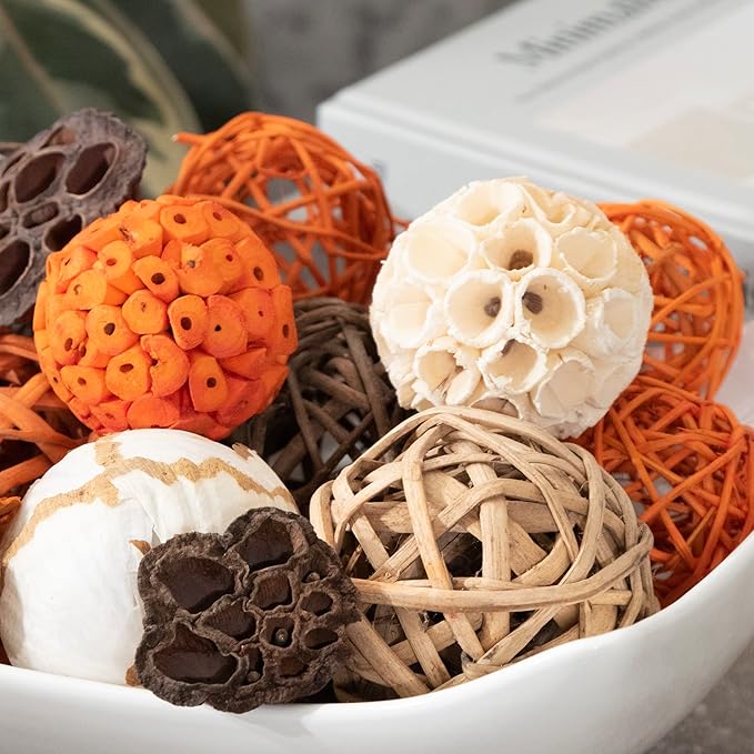 ANDALUCA Large Decorative Vase Filler Bag with Orbs, Balls (Sunset Orange)-Ruum Studio Home