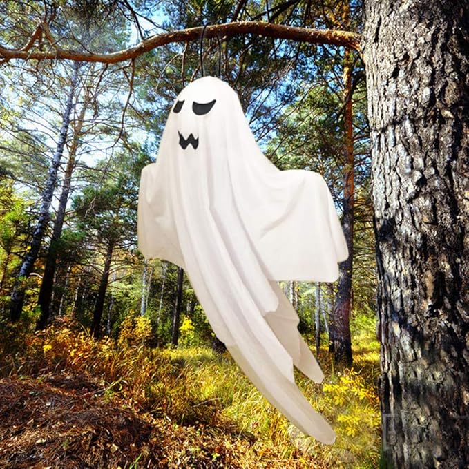 4 Pack Halloween Hanging Ghosts, 27.5" Cute Flying Ghost Decorations for Front Yard Patio Lawn Garden Party Décor and Holiday Decorations-Ruum Studio Home