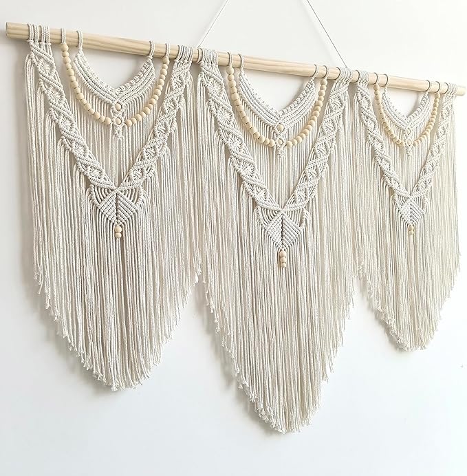 Achart Macrame Wall Hanging Large- Boho Wall Decor- large wall art- Wall Decor Living Room- Macrame Tapestry Boho Decor for Bedroom (Beige-V)-Ruum Studio Home
