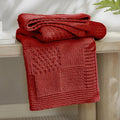 Amélie Home Chenille Knit Throw Blanket for Couch, Checkered Texture Decorative Soft Blanket for Sofa, Bed & Living Room, 50"x60", Red-Ruum Studio Home