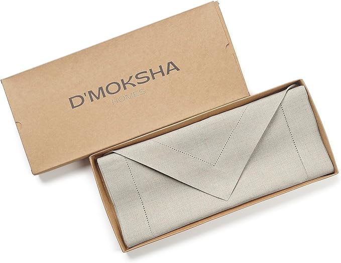D'Moksha Homes Natural Linen Table Runner 48 Inches Long - 100% Pure Linen Diamond Table Runner 14 x 48 Inch for Dining, Fall and Halloween - Machine Washable-Ruum Studio Home