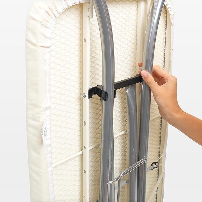 Brabantia Size C Ironing Board (49 x 18in) 7 Height Options, Adjustable Steam Iron Rest Holder & Linen Rack (Ecru) Non-Slip Feet, Anti-Collapse Child Locks-Ruum Studio Home