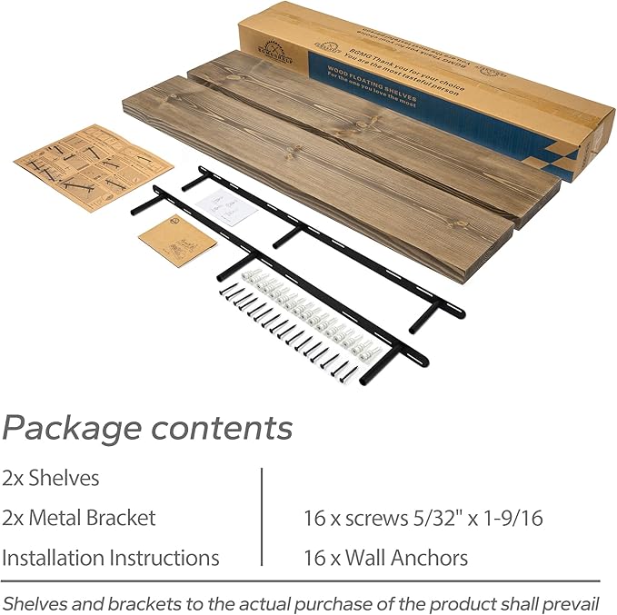 BGMG Floating Shelves for 48 inch Long Set of 2,Wide Rustic Wooden Wall Shelves for Bathroom Living Room Bedroom Kitchen Farmhouse-48x6.7x1.25 inch- Walnut-Ruum Studio Home