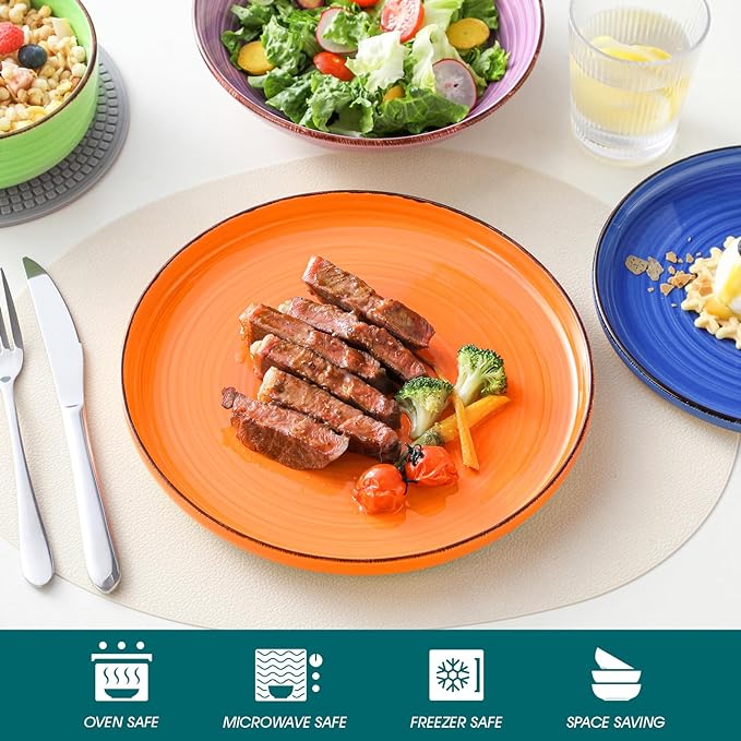 vancasso Bonita Dinnerware Sets 24 Pieces, Stoneware Dishes Set for 6, Dinner Platers with Bowls Set, Dinshwasher and Microwave Safe, Multicolor-Ruum Studio Home