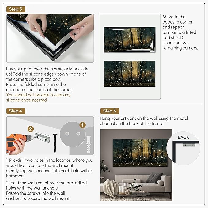 SIGNWIN 36"x72" Extra Large Framed Wall Art Magical Firefly Forest at Twilight, Enchanted Nature Scene for Home Living Room Bedroom Decor (Frame Assembly Required)-Ruum Studio Home