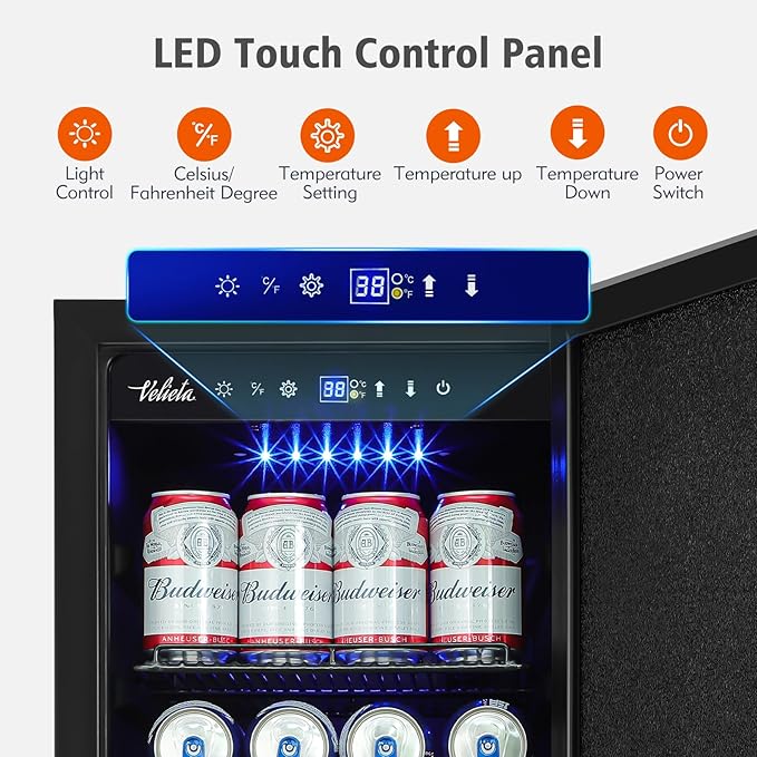 15 Inch Outdoor Beverage Refrigerator Cooler,Stainless Steel 127 Cans Beverage Fridge with French Door Under Counter Built-in or Freestanding, Perfect for Beer, Cola-Ruum Studio Home