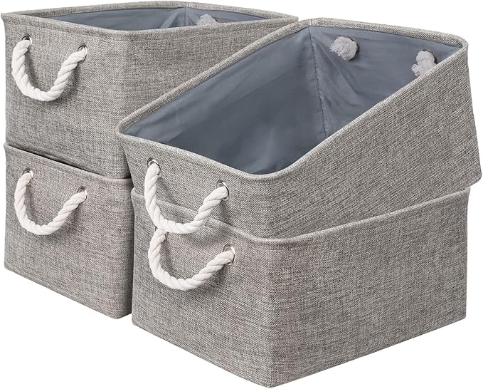 TcaFmac Organization and Storage Basket for Organizing - Large 4 Pack 16x12x8 inch Collapsible Storage Bins for Shelves, Fabric Storage Cubes for Closet Cloth Nursery Toy Books Gifts (Grey)-Ruum Studio Home