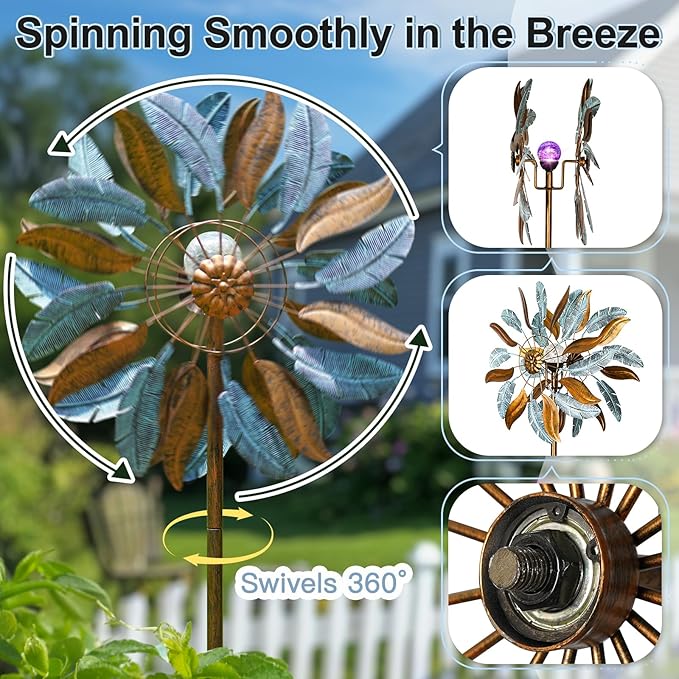 Solar Wind Spinners 87 Inch Extra Large Metal for Yard, Garden Decor Yard Art Windmills for Outdoor-Ruum Studio Home
