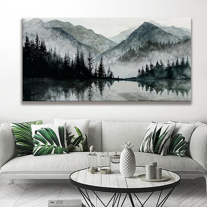 Modern Wall Art Natural Home Wall Decorations Canvas Art Wall Decor Prints Mountain Lake View Landscape Large Wall Art For Living Room Bedroom Kitchen Office Artwork Decor 29"×58"-Ruum Studio Home