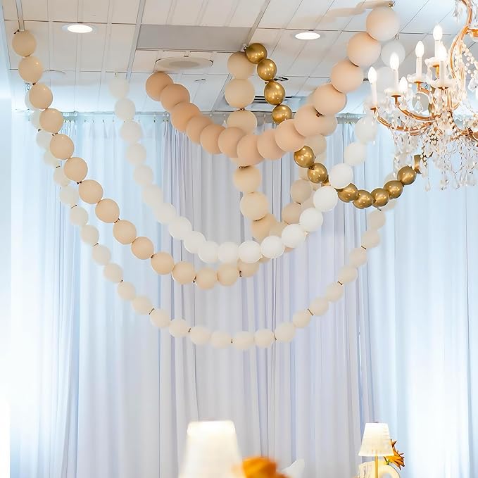 White Sand Linking Balloons, 100PCS 6 Inch Small Ivory Quick Link Balloons for Making Balloon Wall Heart Arch, Tails Balloon for Wedding Birthday Baby Shower Engagement Graduation Party Decorations-Ruum Studio Home