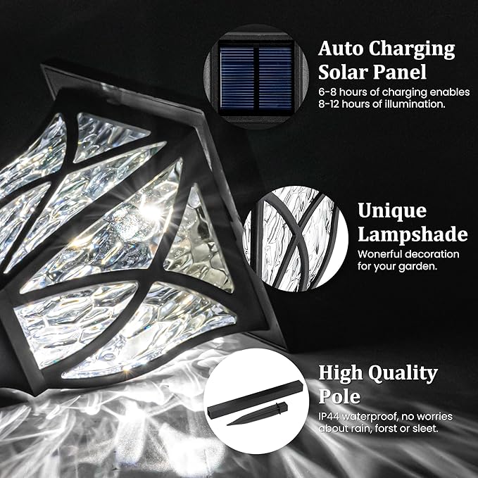 GIGALUMI Solar Lights Outdoor Waterproof, 8 Pack LED Solar Garden Lights, Outdoor Decorations, Garden Decor for Yard, Patio, Landscape, Planter, Walkway (Cold White)-Ruum Studio Home