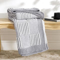 Amélie Home Chenille Knit Throw Blanket for Couch, Checkered Texture Decorative Soft Blanket for Sofa, Bed & Living Room, 50"x60", Grey & White-Ruum Studio Home