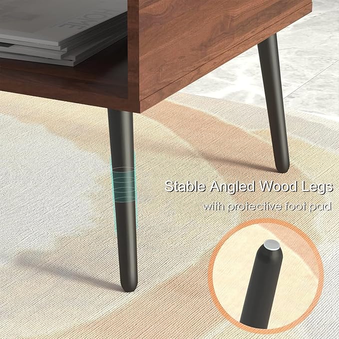 HAIOOU Lift Top Coffee Table with Storage, Mid Century Modern Coffee Tables with Drawer for Living Room,Walnut Rectangular Center Table with Pine Leg Anti-Scratching, Home, Office-Ruum Studio Home