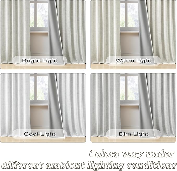 RAIN CITY 2 PCs Extra Wide Linen Blackout Curtains 102 Inches Long,Back Tab Pleaetd Drapes with Hooks Track System Curtain Panels Room Divider Curtains for Patio Sliding Door Living Room 70 x 102-Ruum Studio Home
