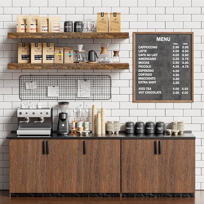 Floating Shelves for Wall 36 Inches Long,9.3" Deep Rustic Brown Floating Shelf Set of 2,Wall Mounted Shelves for Bathroom Bedroom Living Room Kitchen Office,Shelf for Books Storage,Home Decor-Ruum Studio Home