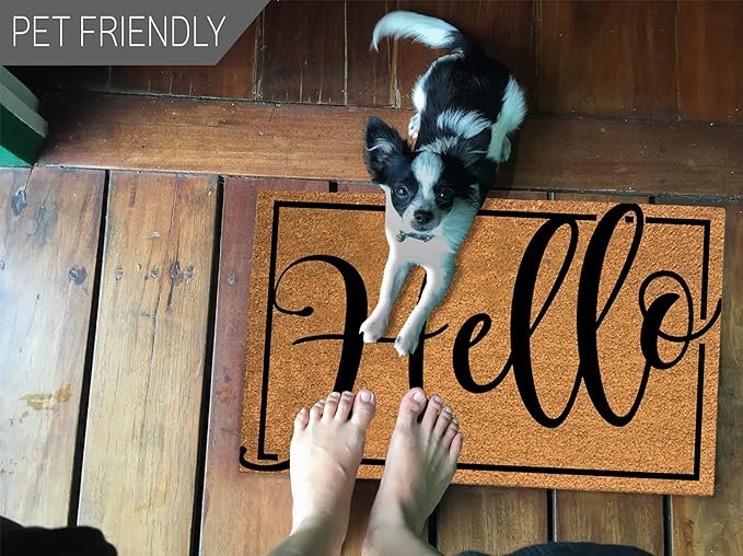 PLUS Haven Pure Coco Coir Doormat with Heavy-Duty Backing (Hello 1)-Ruum Studio Home