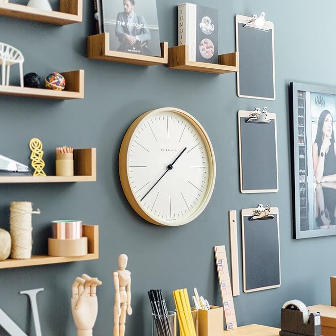 NEWGATE® Mr Clarke Wall Clock | Large Scandi Inspired Plywood Clock | 16 inch | Pale Wood case with Marker dial | Modern Minimalist Design for Kitchen, Living Room or Office-Ruum Studio Home