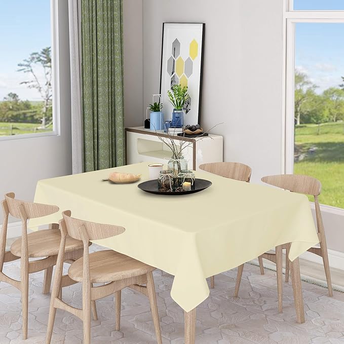 sancua Square Tablecloth - 54 x 54 Inch - Stain and Wrinkle Resistant Washable Polyester Table Cloth, Decorative Fabric Table Cover for Dining Tables, Buffet Parties and Camping, Beige-Ruum Studio Home