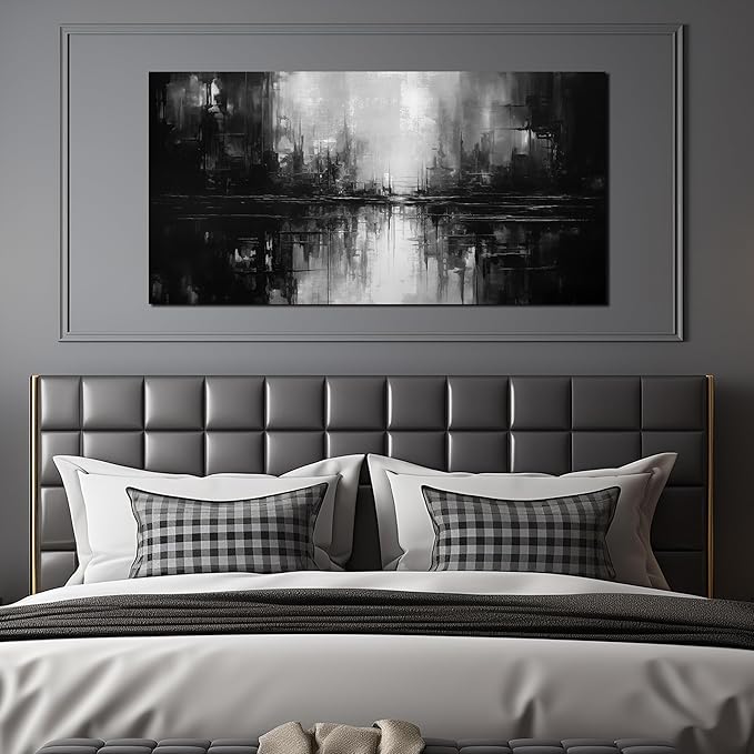 TYTAUPT Abstract Canvas Wall Art For Living Room Black and White Wall Art For Office Bedroom Wall Decor 24 x 48 Inch-Ruum Studio Home