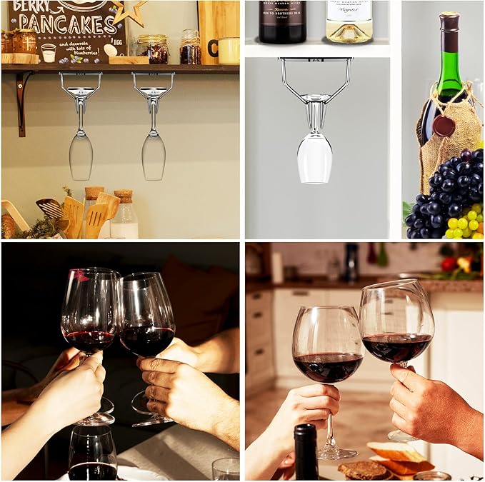 5 Pack Wine Glass Rack Stainless Steel Wine Glass Holder, 14inch Hanging Stemware Rack for Bar Kitchen Cabinet-Ruum Studio Home