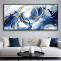 Framed Abstract Wall Art Blue Modern Art Wall Decor Artwork For Living Room Huge Wall Canvas Office Pictures For Navy Gold Modern Decorations For Bedroom Size 24x48in-Ruum Studio Home