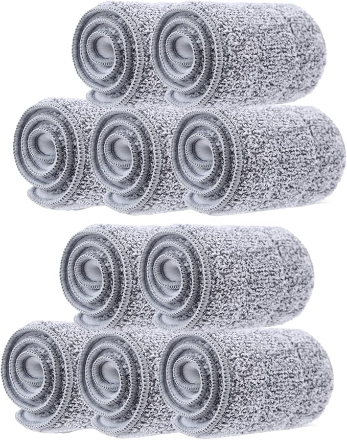 10 Pack 13 * 4.9" Generic Mop Pads Mop Head Refill Washable Wet/Dry Mops Flat Compatible with Most 11-13" Hook and Loop (Velcro) Flat Mops.System Floor Care System (10 Pack 13 * 4.9")-Ruum Studio Home