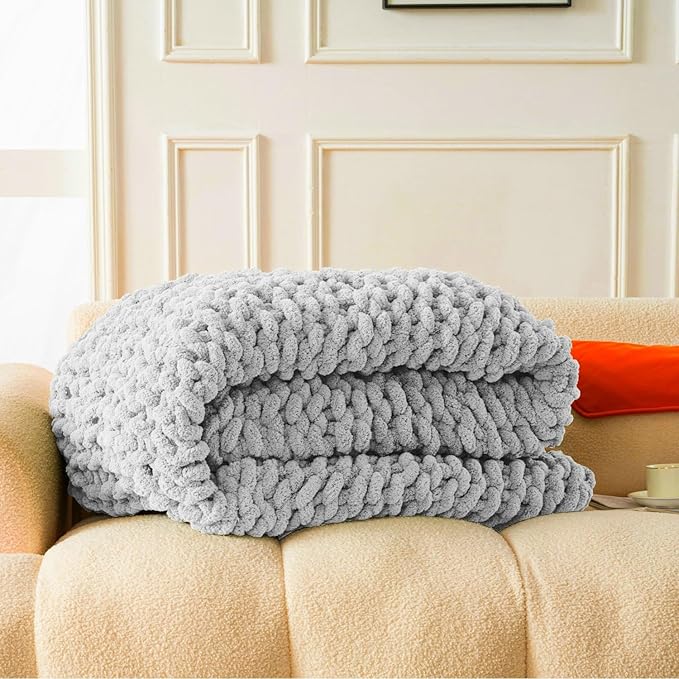 Ultra Soft Chunky Knit Blanket Throw -40x50 Hand Knitted Warm Chenille Throw Blanket, Home Decor Soft Thick Yarn Cable Knit Blanket Breathable Fleece Banket Christmas for Couch Bed Sofa Best GIF-Ruum Studio Home