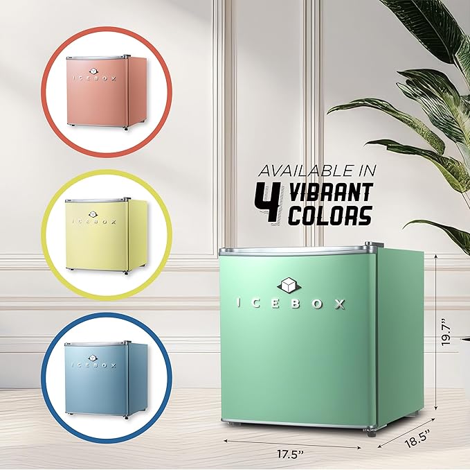 IBCR17MNT Compact, Energy Star Certified Small, Single Door Mini Fridge with Freezer Refrigerator, Standard (1.7 cu ft), Mint Green-Ruum Studio Home