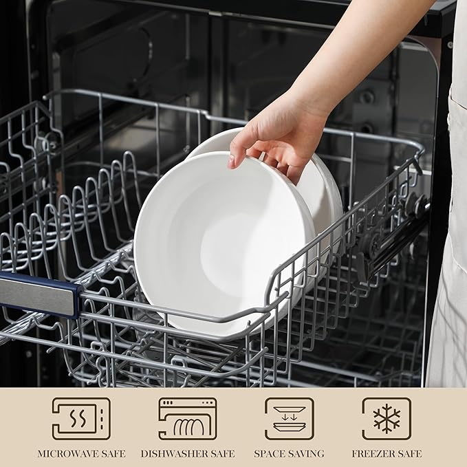 MALACASA Large Serving Bowls - 60 OZ (8") Salad Bowls Set of 2, White Mixing Bowls for Kitchen, Soup, Pasta and Dinner, Large Salad Bowls Set, Dishwasher & Oven Safe, Series REGULAR-Ruum Studio Home