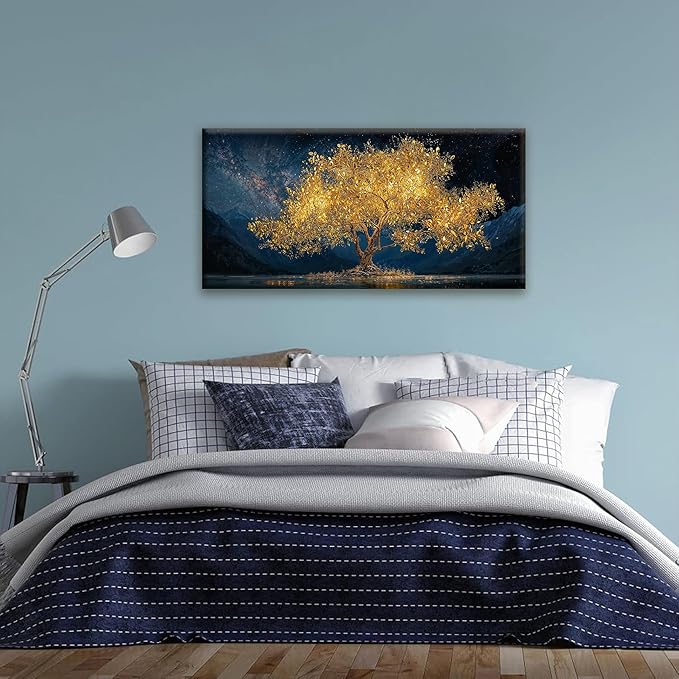 Tsomzxng Modern Canvas Wall Art Decor Print Paintings Gold Tree Of Life Landscape Painting Prints Abstract Wall Decor Picture For Bedroom Office Home Kitchen Artwork Ready To Hang 20"×40"-Ruum Studio Home