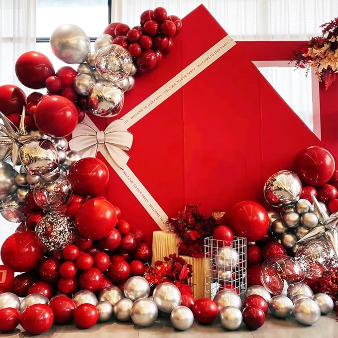 130pcs Ruby Red Balloons Different Sizes 18" 12" 10" 5" Dark Red Latex Balloon Garland Arch Kit for Birthday Baby Shower Graduation Wedding Valentine's Day Christmas Party Decorations-Ruum Studio Home