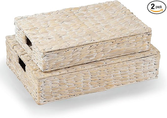 Set of 2 Decorative Storage Boxes With Lids for Home Decor, Shelves-Ruum Studio Home