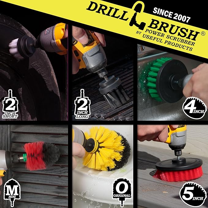 The Ultimate Drill Brush Cleaning Supplies Kit - Bathroom Accessories - Shower Cleaner - Bath Mat - Kitchen Accessories - Grout Cleaner - Dish Brush Set - Stove, Oven, Sink, Outdoor Drill Scrubber-Ruum Studio Home