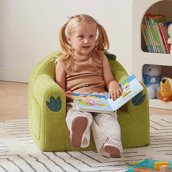 ALIMORDEN Animal Series Kid's Chair, Ultra-Soft Comfy Foam Filled Toddler Sofa Chair, Cute Animal-Shaped Design Toddler Couch, Lightweight Birthday for Baby Boys & Girls (Dinosaur)-Ruum Studio Home
