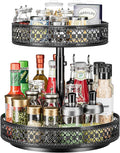 Lazy Susan Organizer 2 Tier - Turntable Spice Rack 12 inch Adjustable Metal Rotating Lazy Susan for Cabinet Pantry Kitchen Countertop Dining Table Cupboard Bathroom Vanity Storage Black-Ruum Studio Home