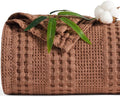 PHF Cooling Waffle Blanket Queen Size,Lightweight 60% Rayon Derived from Bamboo & 40% Cotton Breathable Blanket for Hot Sleepers, Soft and Luxury for Bed Couch and Sofa, 90"x90", Burnt Umber-Ruum Studio Home