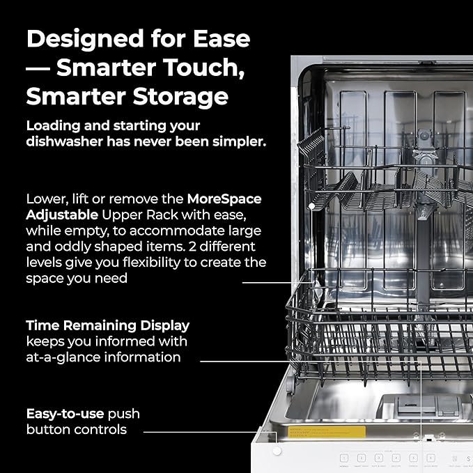 Kenmore 24" Built-in Stainless Steel Tub Dishwasher SmartWash, UltraWash, SmartDry Plus, MoreSpace Adjustable Rack and Leak Detect, Energy Star Certified, White-Ruum Studio Home