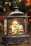 Village Snow Globe Christmas Decorations Gifts Auto Snowfall Glitter Music Collection Village Scene Train Tree Church Snowman with 6H Timer USB/Battery Powered 12 inch-Ruum Studio Home